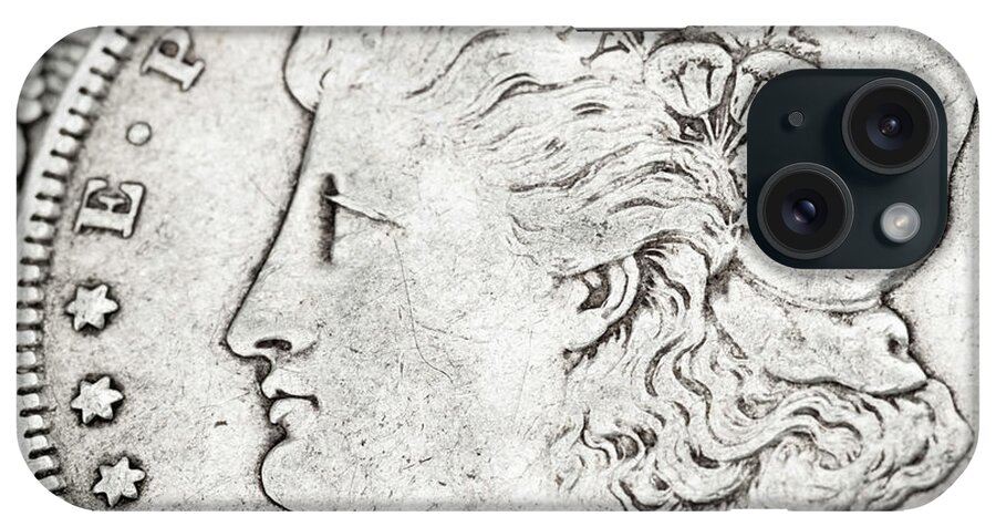 Antique iPhone Case featuring the photograph Coin Collecting - Morgan Dollar Face Side by Amelia Pearn