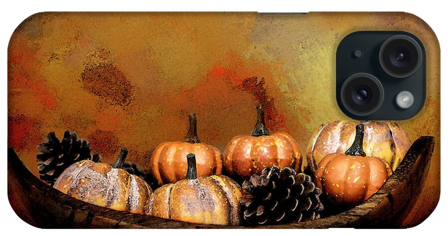 Autumn Decorations iPhone Case featuring the mixed media Collection of Pumpkins by Ed Taylor