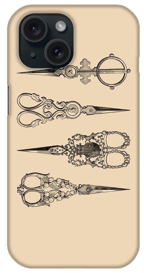 Scissors iPhone Case featuring the mixed media Collection Of Scissors by Madame Memento