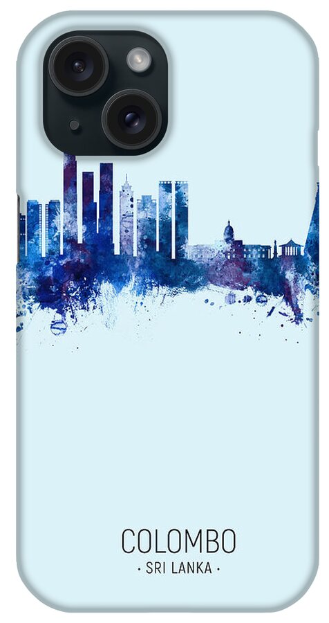 Colombo iPhone Case featuring the digital art Colombo Sri Lanka Skyline #03 by Michael Tompsett