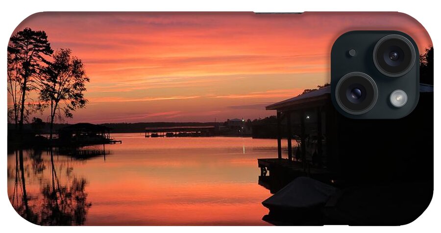Lake Sinclair iPhone Case featuring the photograph Color Striped Lake Cove Morning by Ed Williams