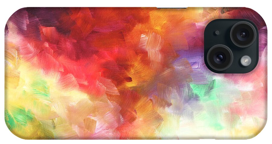 Abstract iPhone Case featuring the painting Colorful Abstract Background Painting Beautiful Brushstroke Art by Duncanson Red Yellow Purple Pink by Megan Aroon