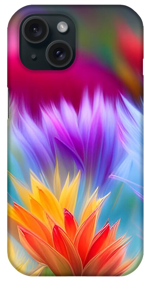 Abstract iPhone Case featuring the digital art Colorful Abstract Flowers by Judi Suni Hall