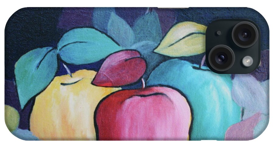 Red iPhone Case featuring the painting Colorful Apples by Karin Eisermann