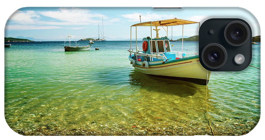 Boat iPhone Case featuring the photograph Colorful Boat in Skiathos, Greece by Jelena Jovanovic