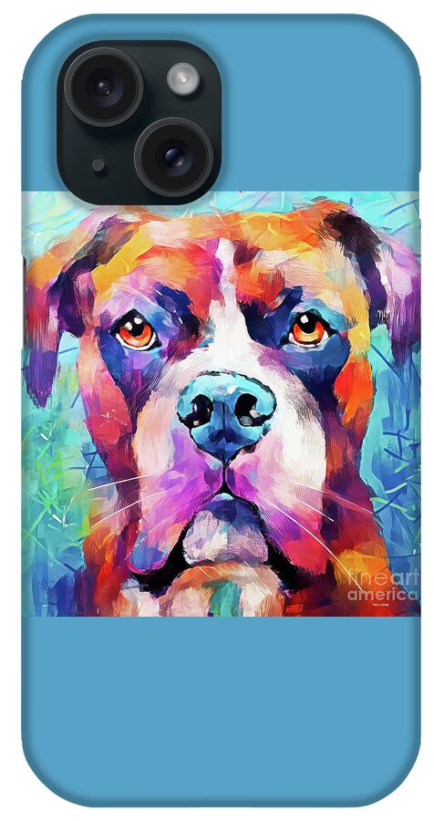 American Boxer iPhone Case featuring the painting Colorful Boxer by Tina LeCour