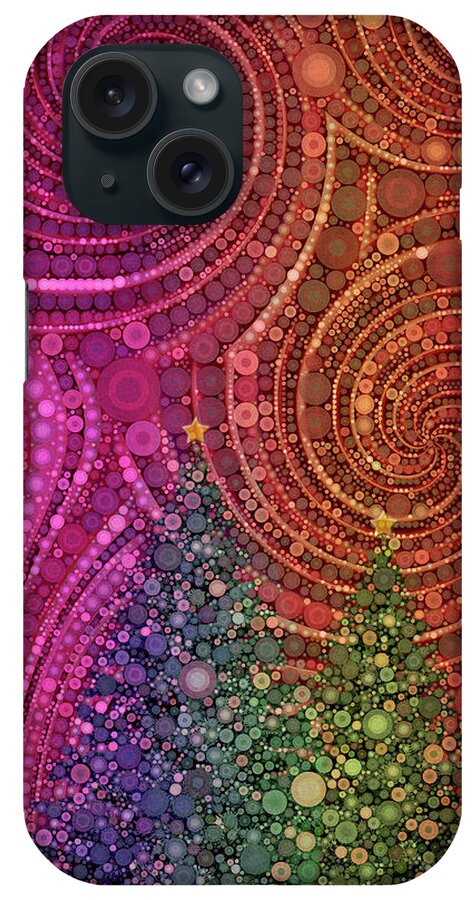 Christmas Trees iPhone Case featuring the digital art Colorful Christmas Trees by Peggy Collins
