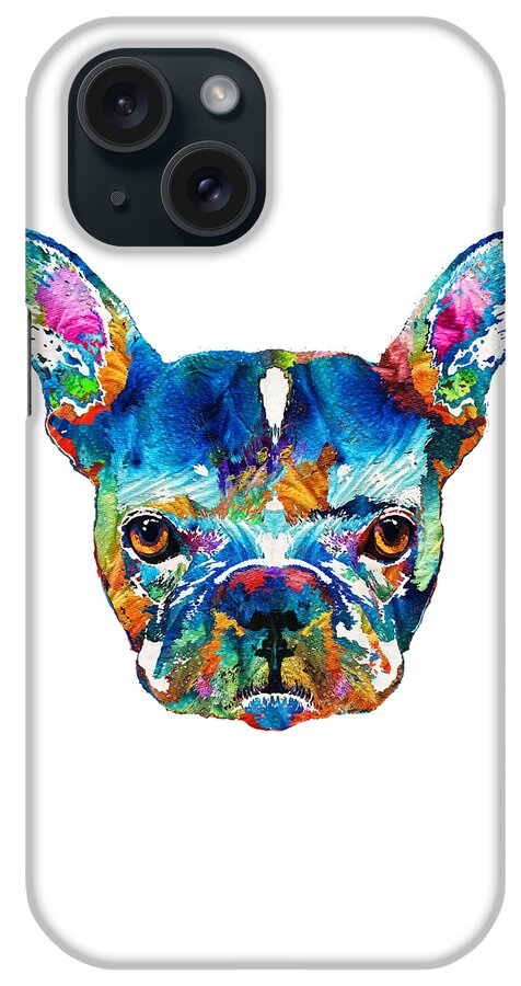 French Bulldog iPhone Case featuring the painting Colorful French Bulldog Dog Art By Sharon Cummings by Sharon Cummings