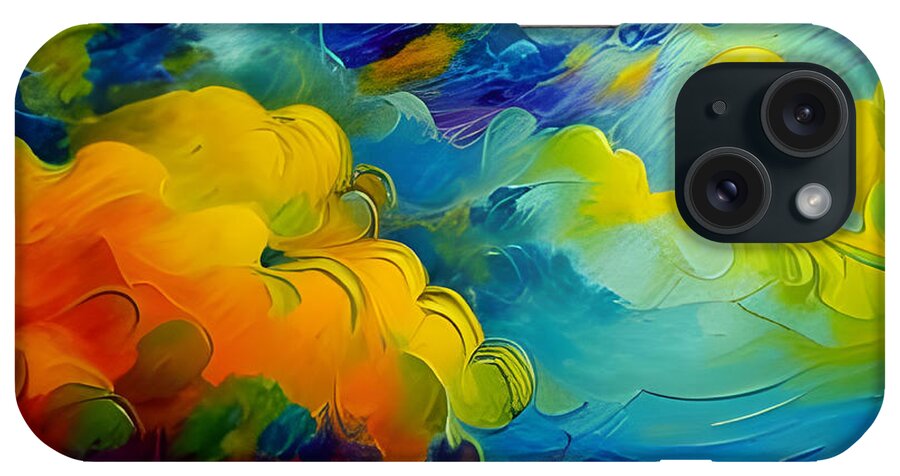Newby iPhone Case featuring the digital art Colorful Full Moon by Cindy's Creative Corner