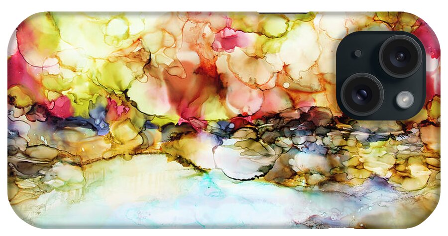 Alcohol Ink iPhone Case featuring the painting Colorful Morning by Katrina Nixon
