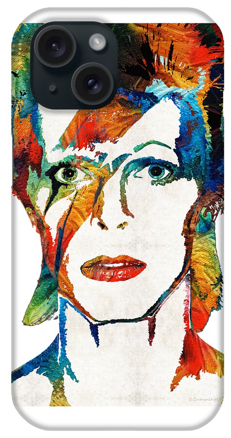David Bowie iPhone Case featuring the painting Colorful Star - David Bowie Tribute by Sharon Cummings