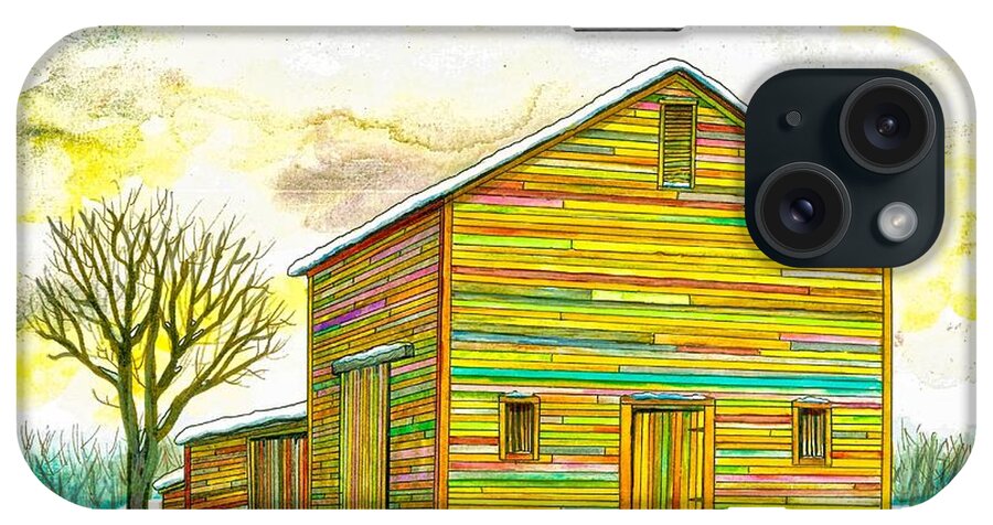 Barn iPhone Case featuring the painting Colorful Weathered Barn by Jim Harris