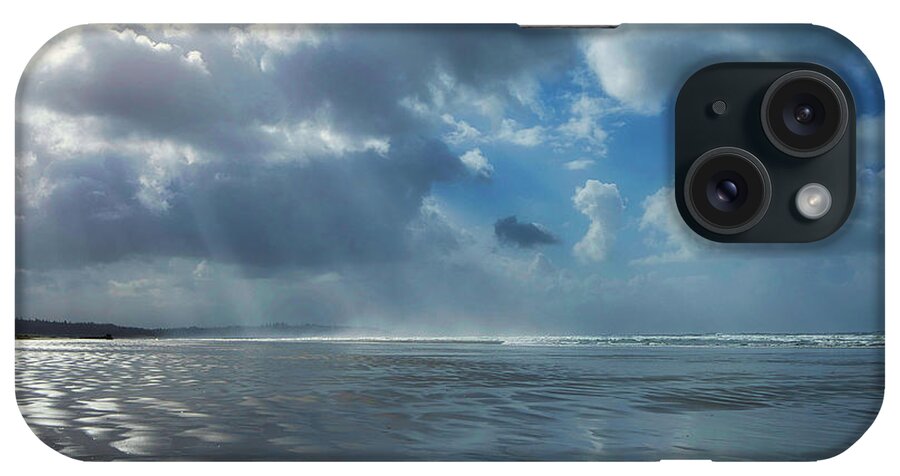 Tofino iPhone Case featuring the photograph Combers Beach and Sunrays by Allan Van Gasbeck