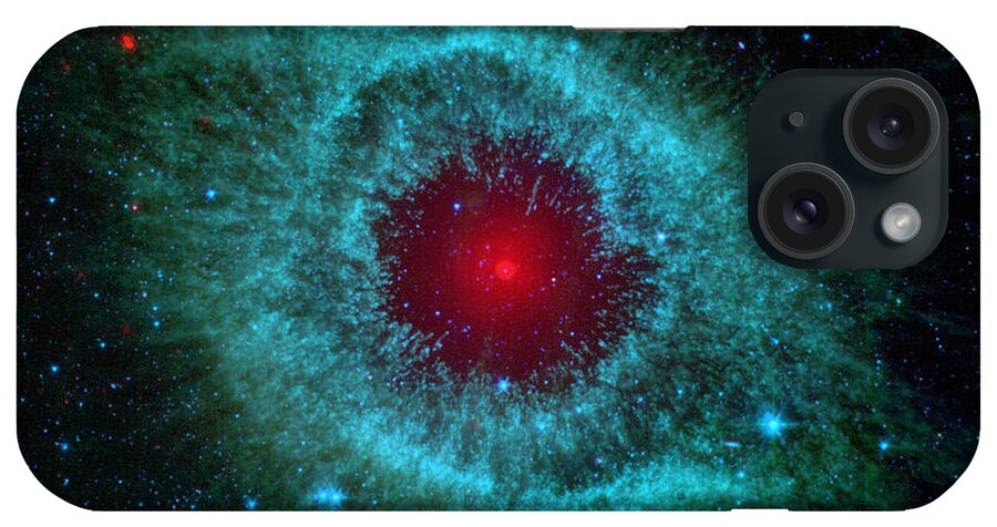 Helix Nebula iPhone Case featuring the painting Comets Kick up Dust in Helix Nebula Space Galaxy by Tony Rubino