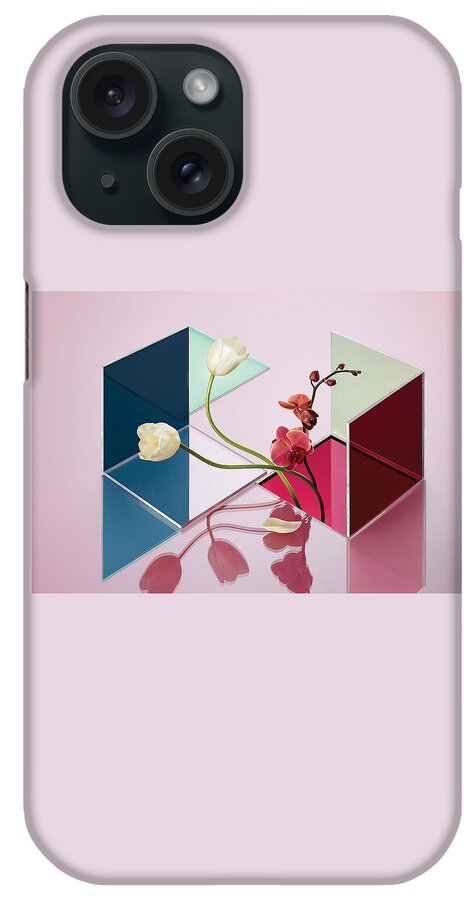Conceptual Still Life Of Flowers And Reflections iPhone Case