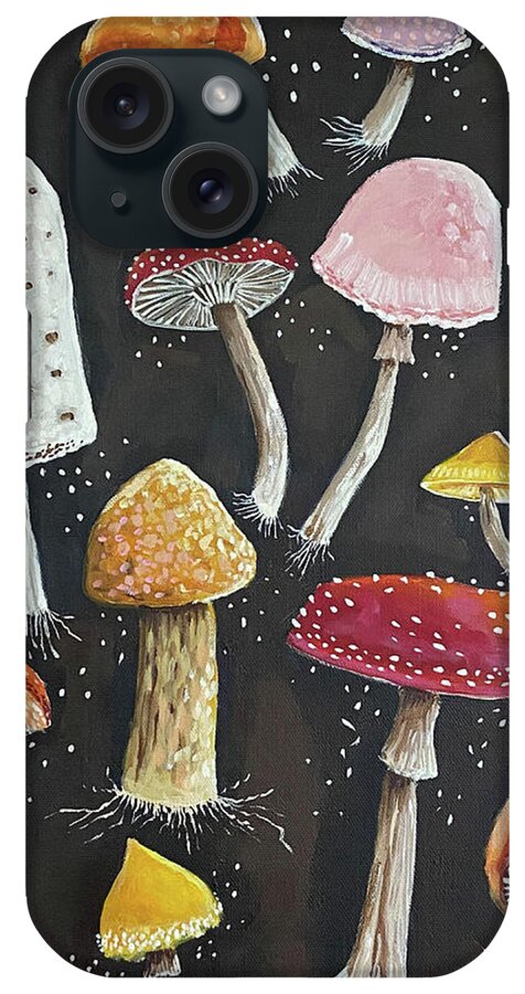 Mushroom iPhone Case featuring the painting Connected Roots by Lucia Stewart
