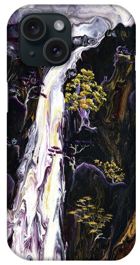 Waterfall iPhone Case featuring the painting Contemplating the Journey by Laura Iverson