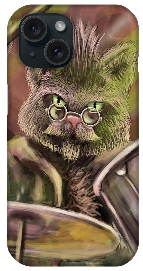 Cat iPhone Case featuring the digital art Cool Cat Drummer by Larry Whitler