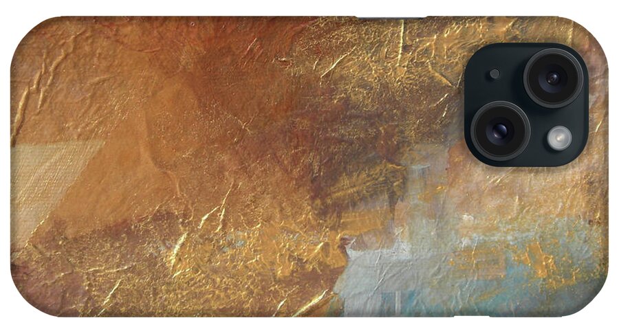 Copper iPhone Case featuring the painting Copper Turquoise Abstract by Kristen Abrahamson