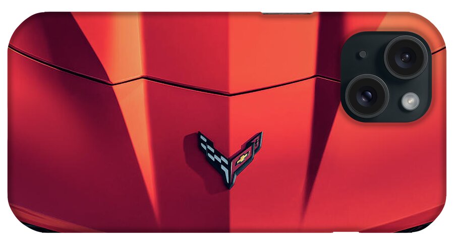 Corvette iPhone Case featuring the digital art Corvette C8 Badge by Douglas Pittman