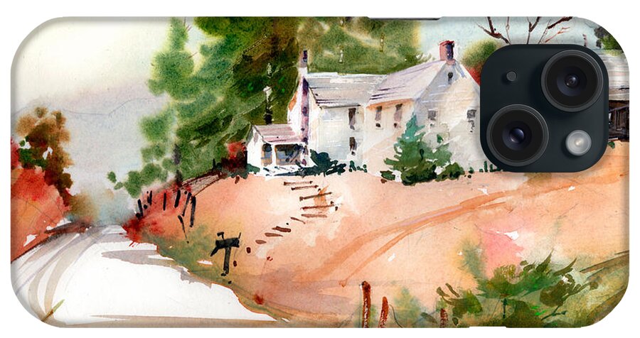 Country Road iPhone Case featuring the painting Country Farm House by P Anthony Visco