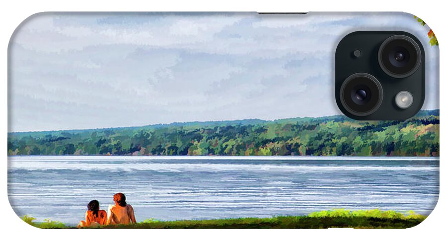 Cayuga iPhone Case featuring the photograph Couple at the Lake Shore by Monroe Payne