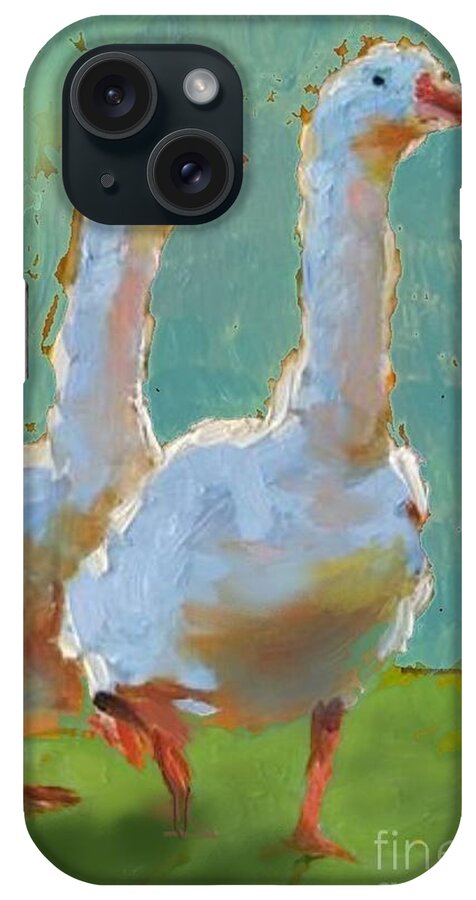 Geese iPhone Case featuring the painting Couple of geese by Vesna Antic