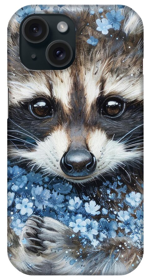 Raccoon iPhone Case featuring the painting Covered In Blossoms by Tina LeCour