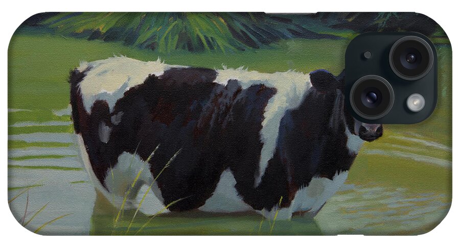 Farm Animals iPhone Case featuring the painting Cow Days of Summer by Carolyne Hawley