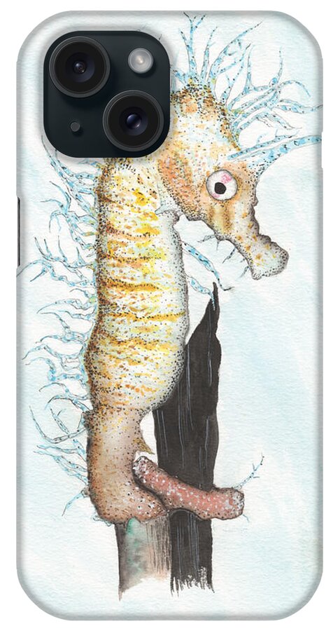 Sea Horse iPhone Case featuring the painting Crazy Horse by Bob Labno