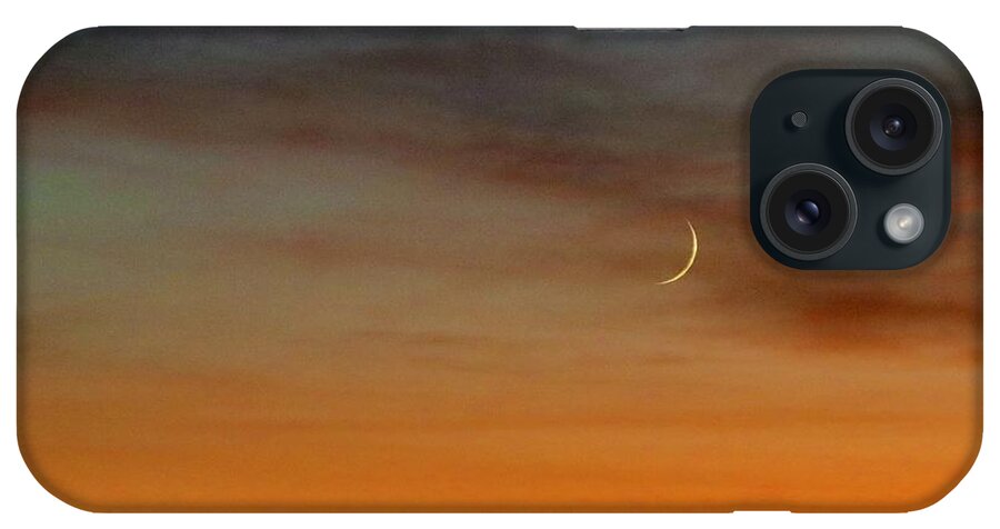 Moon iPhone Case featuring the photograph Crescent Moon at Sunset by Sarah Lilja