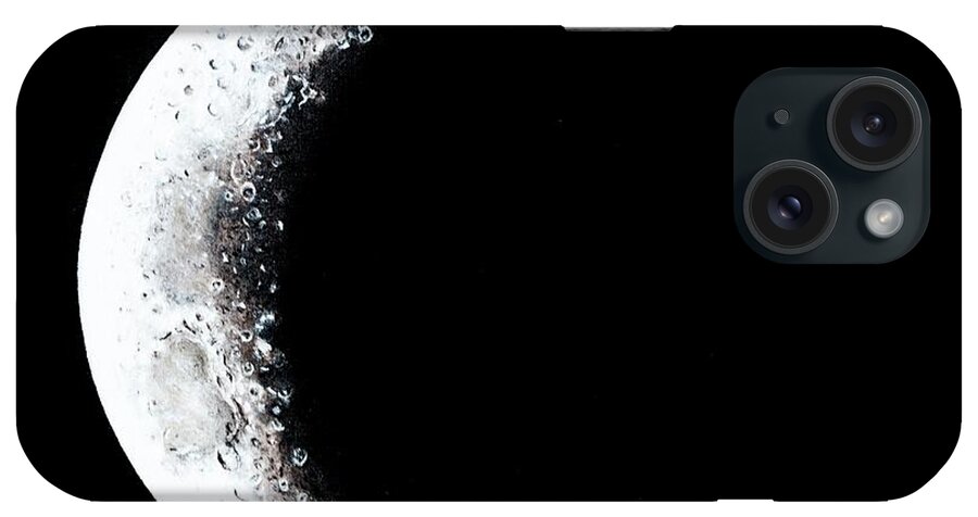 Cosmic Art iPhone 15 Case featuring the painting Cresent moon 2 by Neslihan Ergul Colley