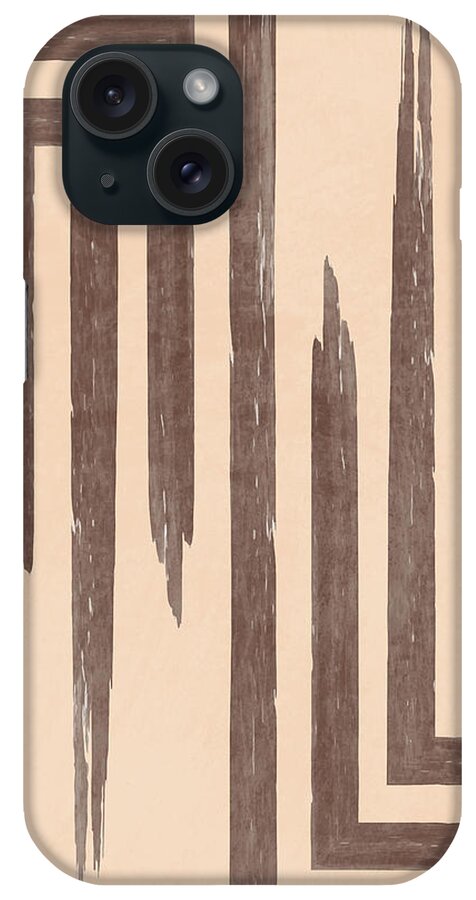 Crest iPhone Case featuring the mixed media Crest and Trough - Modern, Minimal, Contemporary Abstract Art - Brown by Studio Grafiikka