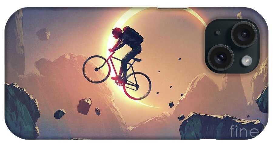 Illustration iPhone Case featuring the painting Crossing A Cliff by Tithi Luadthong