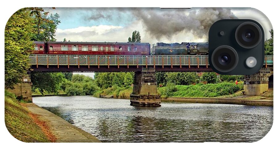 Steam Train iPhone Case featuring the photograph Crossing Scarborough Bridge in York. by David Birchall