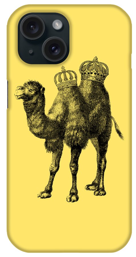 Camel iPhone Case featuring the mixed media Crowned Camel by Madame Memento