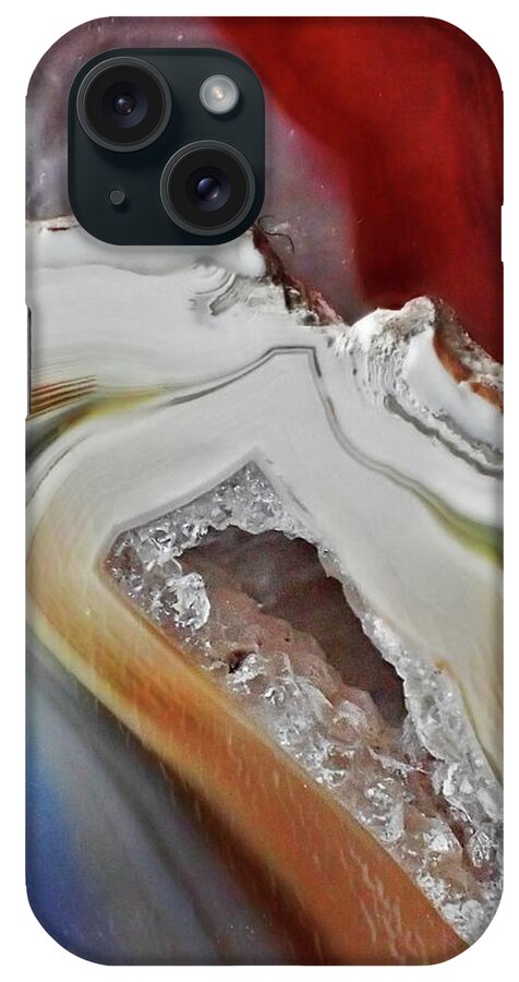 iPhone Case featuring the photograph Crystal Geode Red by Lorella Schoales