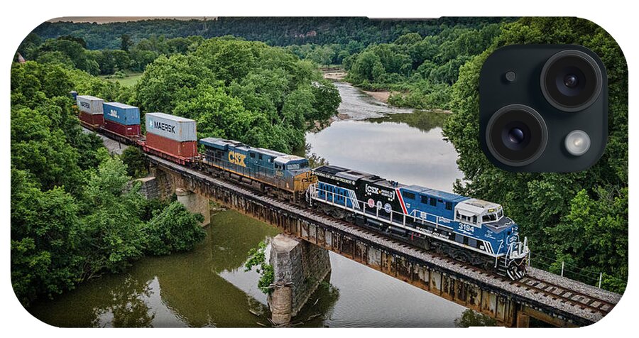 Railroad iPhone Case featuring the photograph CSXT 3195 Spirit of our Law Enforcement unit at Harpeth River at Pegram Tennessee by Jim Pearson