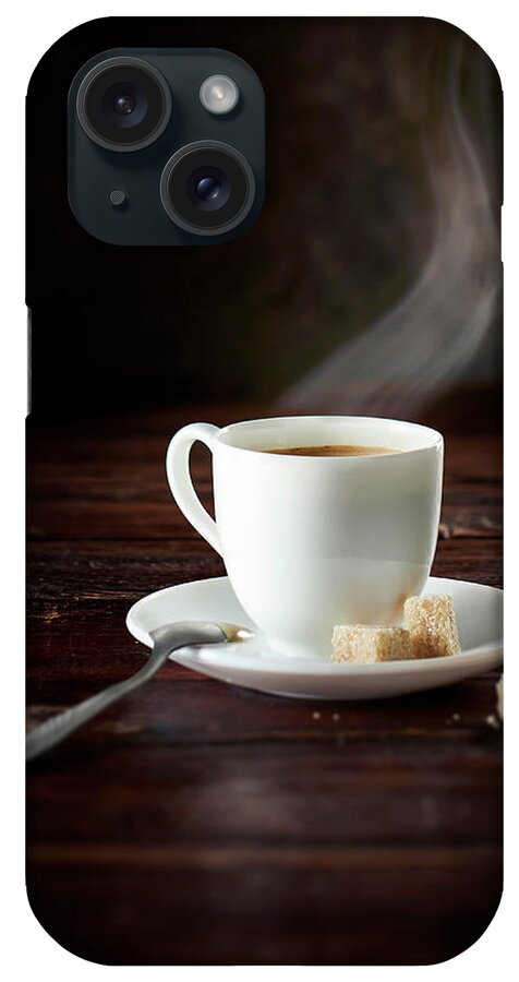 Hot Drink iPhone Case featuring the photograph Cup of steaming hot expresso coffee by Studio- Photocuisine