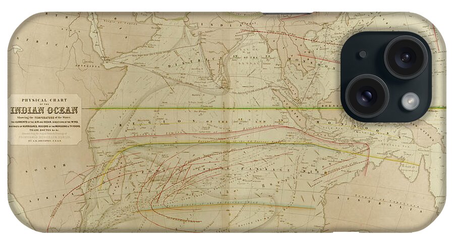Maps iPhone Case featuring the drawing Currents in the Indian Ocean by Vintage Maps