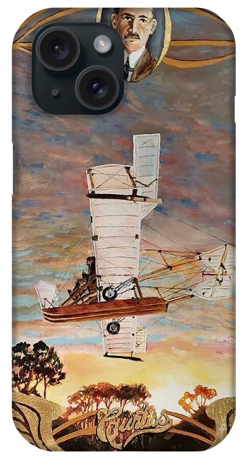 Glenn Curtiss iPhone Case featuring the painting Curtiss, father of Naval Aviation by Merana Cadorette