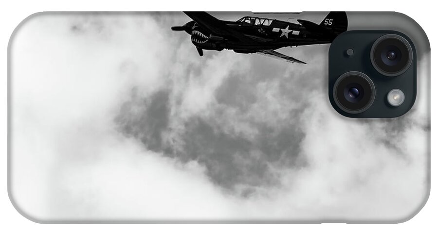 Curtiss Tp-40 Warhawk iPhone Case featuring the photograph Curtiss TP-40 -BW001 by Flees Photos