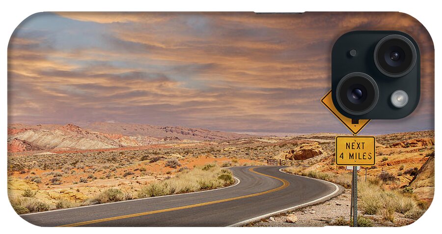 Vegas iPhone Case featuring the photograph Curves 4 Miles in Desert Sunset by Darryl Brooks