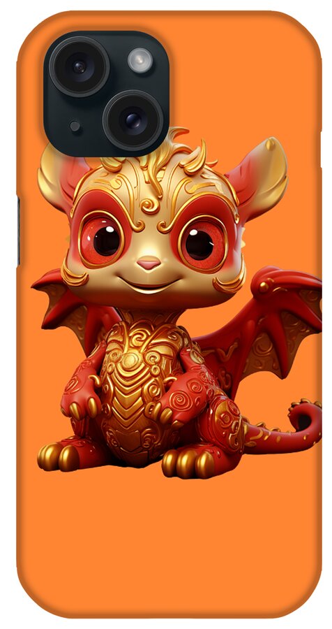 Dragon iPhone Case featuring the digital art Cute baby dragon by Delphimages Photo Creations