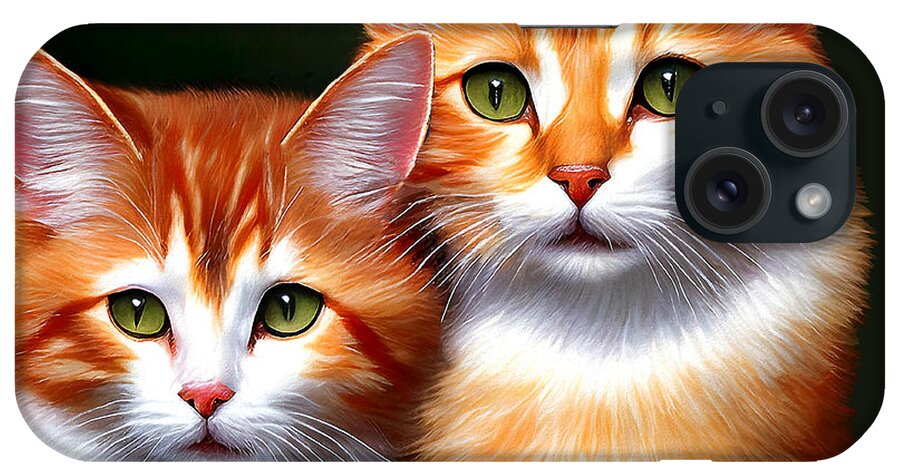 Cats iPhone Case featuring the mixed media Cute Kittens by Pennie McCracken