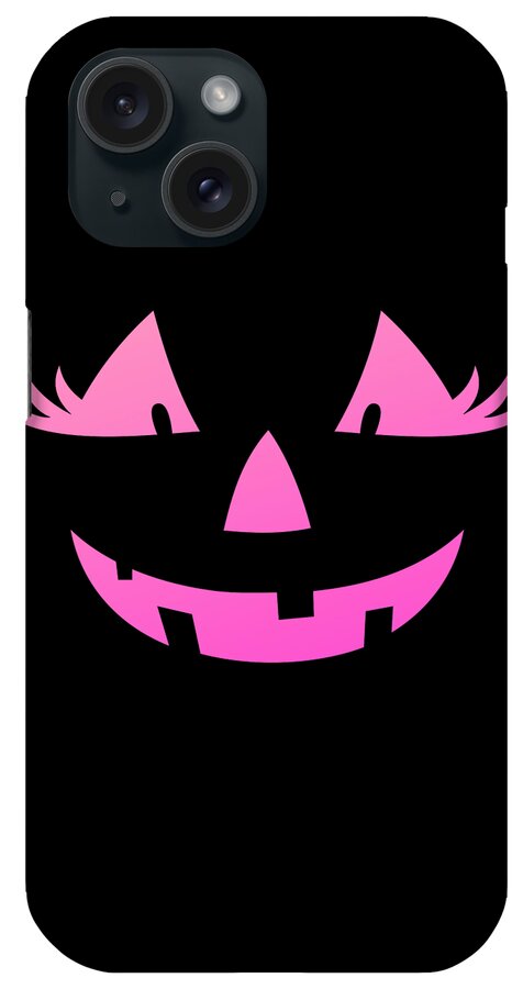 Cute iPhone Case featuring the digital art Cute Pink Pumpkin Jack O Lantern Halloween by Flippin Sweet Gear