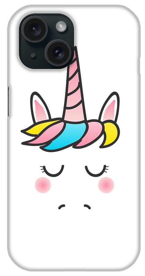 Cool iPhone Case featuring the digital art Cute Unicorn Face by Flippin Sweet Gear