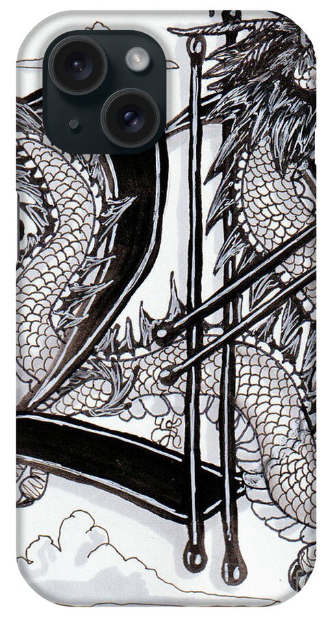 Dragon iPhone Case featuring the drawing D is for Dragon by Scarlett Royale