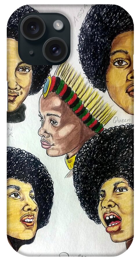 Black Art iPhone Case featuring the drawing Da Pantherlettes by Joedee