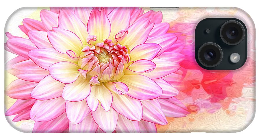 Dahlia iPhone Case featuring the painting dahlia Pink art by Gull G